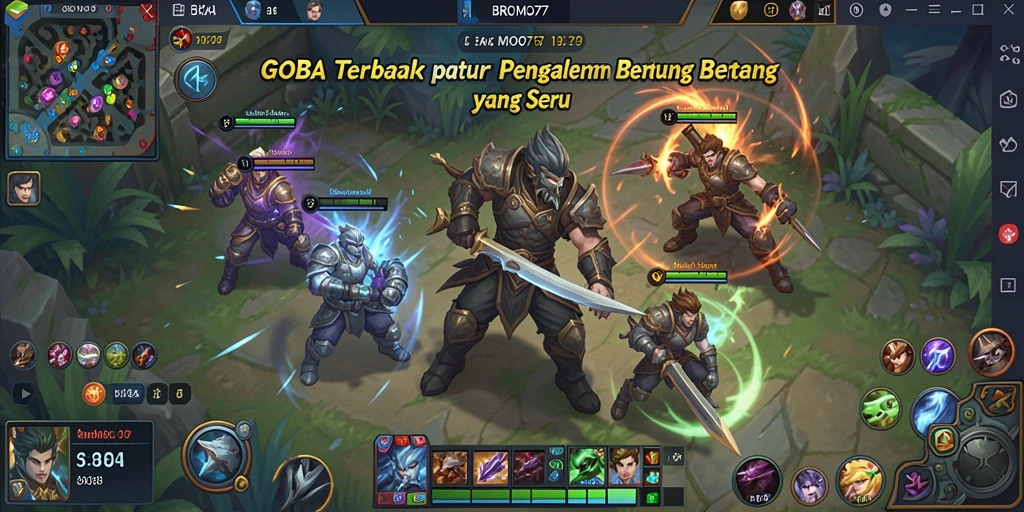 Tampilan gameplay BROMO77 yang seru dan penuh aksi MOBA.