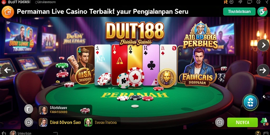 Tampilan gameplay Live Casino DUIT188 yang menarik dan interaktif.