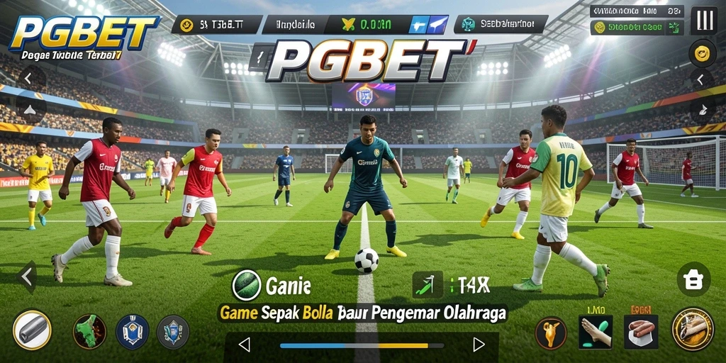 Screenshot utama PGBET dengan aksi nyata permainan sepak bola.