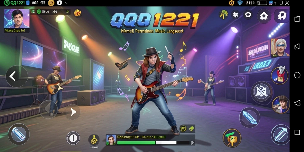 Gameplay QQ1221 menampilkan pengalaman musik interaktif yang seru.