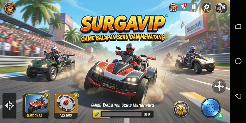 Gameplay Racing seru dan mendebarkan di SURGAVIP.